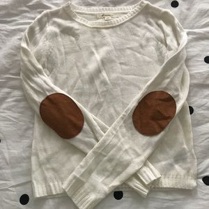 Elbow patch white sweater